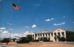 Headquarters Building, Fort Hood, TX with M48 Patton Tank Postcard