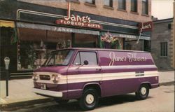 Jane's Flowers Purple Chevy Van Delivery Truck, Waterloo IA Iowa Advertising Postcard Postcard Postcard