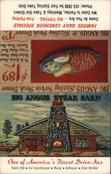 Big Angus Steak Barn Drive-In Restaurant Menu Postcard