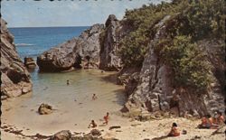 Jobson's Cove: Scenic Bermuda Beach with Swimmers Warwick, MA Postcard Postcard Postcard