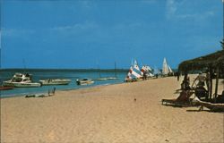 Seven Mile Beach, Grand Cayman: Sailboats and Beachgoers Boats, Ships I. A. McTaggart Postcard Postcard Postcard