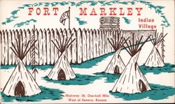 Fort Markley Indian Village, Seneca KS - Native American Teepees Postcard