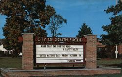 City of South Euclid Sign, United Nations Day Message Ohio Advertising Postcard Postcard Postcard