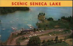 Scenic Seneca Lake and Boat Dock Aerial View Postcard