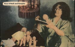 Rose O'Neill with her Kewpie Dolls Postcard