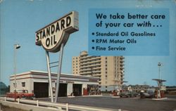 Standard Oil Gas Station with RPM Motor Oils and Fine Service Postcard