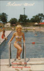 Belmont Motel Pool, Skowhegan ME - Heated Pool, Shuffleboard Maine Postcard Postcard Postcard