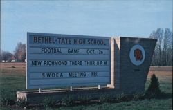 Bethel-Tate High School Sign, Football Game Announcement Postcard