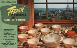 French Casserole Set Advertisement from Anchor Hocking Advertising Postcard Postcard Postcard