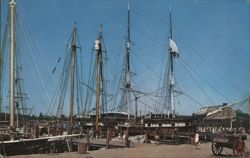 Mystic Seaport: Historic Ships Docked at Mystic, Connecticut Postcard