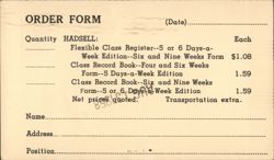 Hadsell Flexible Class Register Order Form Postal Cards & Correspondence Postcard Postcard Postcard