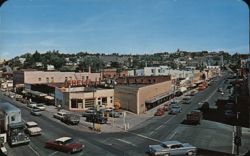 Pullman WA City Center with WSU Campus on Skyline Postcard