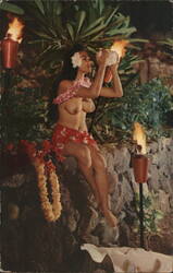 South Sea Maiden Blowing Conch Shell at Night, Hawaii Honolulu, HI Postcard Postcard Postcard