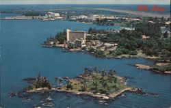 Hilo Bay Aerial View, Naniloa Hotel, Coconut Island, Hawaii Postcard Postcard Postcard