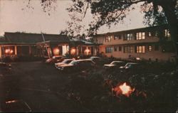 Hilo Hotel Evening View, Tiki Torches, Vintage Postcard Hawaii Postcard Postcard