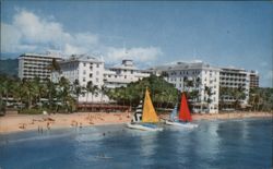 Moana Hotel and Waikiki Beach, Honolulu Hawaii Postcard Postcard Postcard