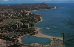 Aerial View of Waikiki Beach and Diamond Head, Honolulu, HI Hawaii Postcard Postcard Postcard