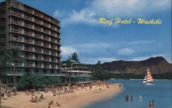 Reef Hotel Beachfront View, Waikiki, Hawaii Postcard Postcard Postcard