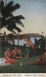 Hawaiian Luau with Northwest Orient Airlines Bag Postcard