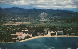 Waikiki Aerial View: Royal Hawaiian, Moana, & Surfer Hotels Postcard