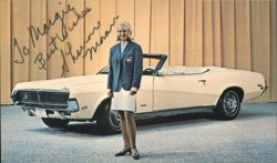 Autographed: Sharron Moran with 1969 Mercury Cougar Convertible Cars Postcard Postcard Postcard