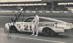 Autographed: Cale Yarborough Poses with His Mercury Cyclone GT at Daytona Postcard