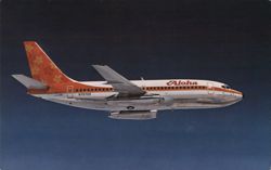 Aloha Airlines Boeing 737-200 Jet in Flight Postcard