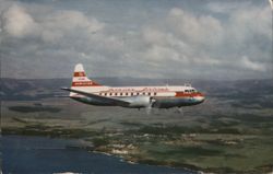 Hawaiian Airlines Convair 340 in Flight Postcard