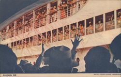 Aloha Oe: Passengers Leaving Ship with Streamers Boats, Ships Postcard Postcard Postcard