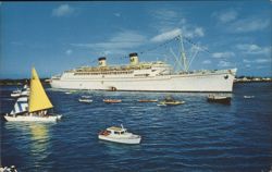 S.S. Matsonia Boat Day Festivities in Honolulu Harbor Postcard