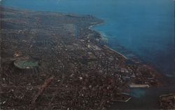 Aerial View of Honolulu with Diamond Head & Punchbowl Crater Postcard