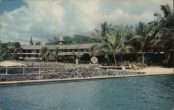 Kona Inn at Kailua, Hawaii: Oceanfront View with Palm Trees Postcard Postcard Postcard