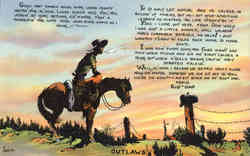 Cowboy on his Horse - Poem Cowboy Western Postcard Postcard