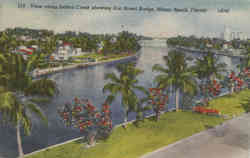 View along Indian Creek showing 21st Street Bridge Miami Beach, FL Postcard Postcard