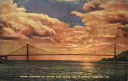 Sunset Through the Golden Gate Bridge Postcard