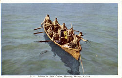 Eskimo in skin Omiak, Hunting Walrus Postcard