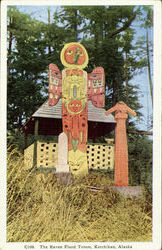 The Raven Flood Totem Ketchikan, AK Postcard Postcard