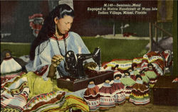 Semi -Maid Engaged in Native Handicraft at Musa Isle Engaged in Native Handicraft, Musa Isla Indian Village Postcard