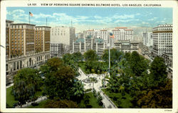 View Of Pershing Square Showing, Biltmore Hotel Los Angeles, CA Postcard Postcard