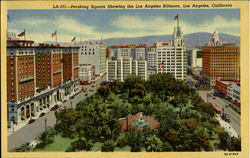 Pershing Square Showing, Los Angeless Biltmore California Postcard Postcard