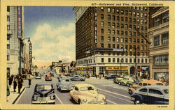 Hollywood and Vine California Postcard Postcard