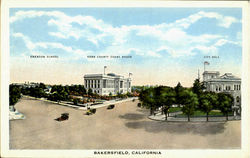 Emerson School Kern County Court House City Hall Postcard