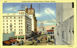 Looking North, Central Avenue Phoenix, AZ Postcard Postcard