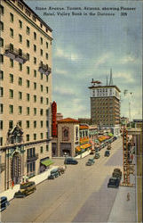 Showing Pioneer Hotel, Valley Bank in the Distance, Stone Avenue Postcard