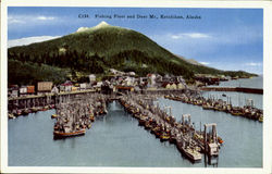 Fishing Fleet and Deer Mt Ketchikan, AK Postcard Postcard