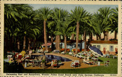 Swimming pool and bungalows, Wonder Plams Guest Ranch near palm beach Calif. California Postcard Postcard