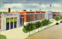 Northwest Jr. High School, Front and Springs Streets Postcard