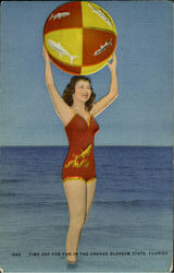 Time Out For Fun In The Orange Blossom State Swimsuits & Pinup Postcard Postcard