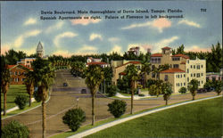 Davis Boulevard Main throughfare of Davis Island, Spanish Apartments on right Tampa, FL Postcard Postcard