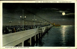 "The Sunshine City" Nighttime Scene, Recreation Pier St. Petersburg, FL Postcard Postcard